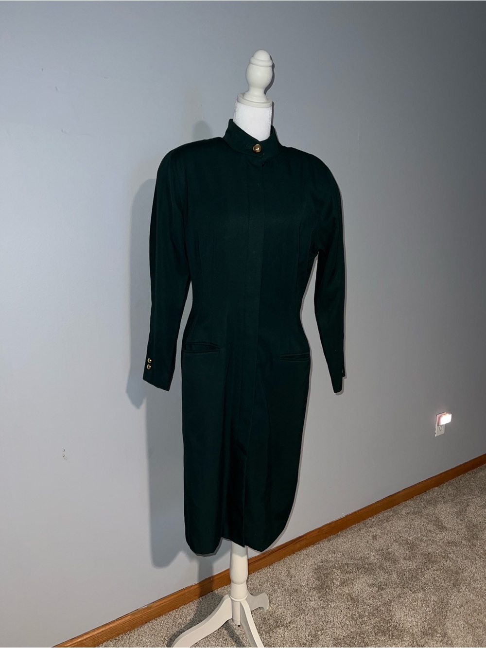 Classic Dark Green Long Sleeve Coat
